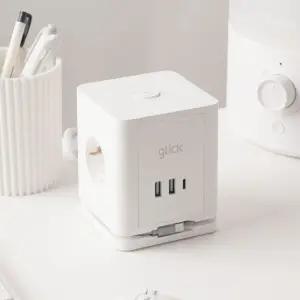 지클럭커 멀티마스터 롤플러스 큐브 3구 고용량 4000W C타입 USB 멀티탭 LP706PD 화이트