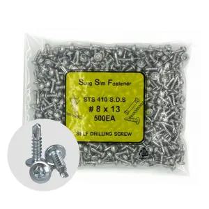 스텐 와셔머리 직결피스 8x13 500개입 철판나사 양날 기리피스