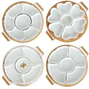 구절판 접시 회전 세트 트레이 반찬 대나무 예쁜 도자기