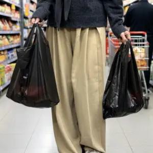 (100장) 손잡이 검은 비닐 봉투 대형 32X52 슈퍼 검정 봉다리 대용량 봉지