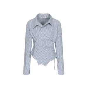 [예시카] 핀턱 랩 스트라이프 셔츠 YV1BL128