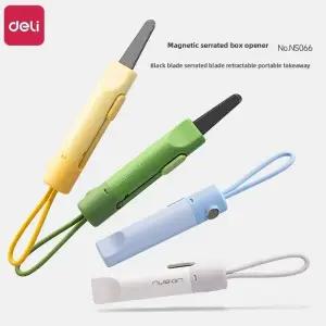 델리 미니 자석 박스 커터 포켓 유틸리티 나이프 톱니형 안전 잠금 블레이드