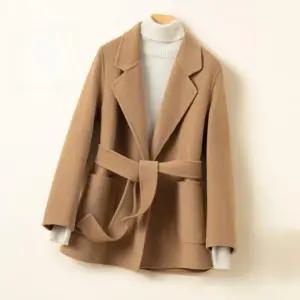 하프코트 숏 허리끈 케시미어 여성 아우터 D. 블랙 슬릿 포켓 L