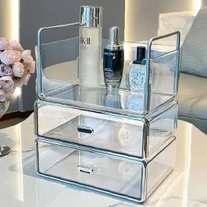 아크릴 투명 화장품 수납함 서랍형 립스틱 스킨케어 정리 보관 욕실 화장실용