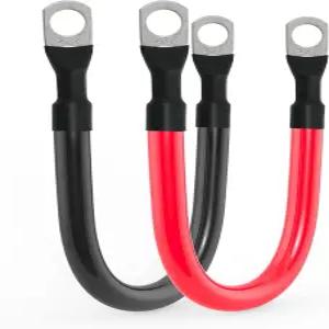 4 AWG 배터리 케이블 4AWG 게이지 순수 구리 인버터 3/8 루그 양쪽 끝 전원 와이어 세트 자동차 태양광
