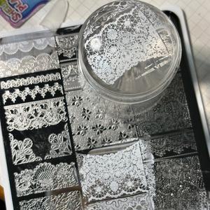 네일아트스탬프 조각 네일 강판 블랙 화이트 레이스 디자인 보헤미안 스타일 스탬핑 플레이트 원형 웨이브 도트 눈송이 패턴