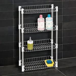 H-다용도사각선반4단 화장실정리 욕실수납 스텐정리대