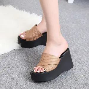 2355 통굽슬리퍼 9cm굽 여성슬리퍼 키높이슬리퍼 uno5+7hkj