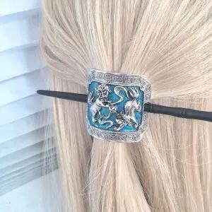 오리엔탈 블루 철제 조각비녀