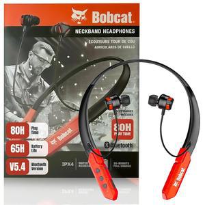 [미국배송] CJ TECH 밥캣 넥밴드 블루투스 헤드폰 - 마이크 포함 이어폰 80H 배터리 고속 충전 달리기 작업 현장 헬스장 운동을 위한 IPX4 땀 방지 스포츠