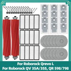 호환  Roborock QV 35A QV 35S QR 598 QR 798 Qrevo L 교체 부품 및 메인 및 사이드 브러시 필터 걸레 천