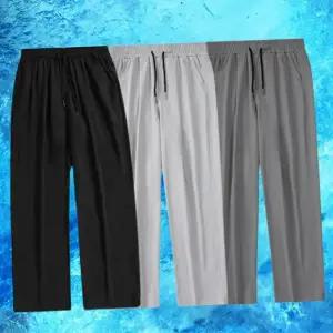 남성 와이드 팬츠 시원한 냉감 슬랙스 남성 밴딩 바지 여름 찰랑