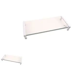 뮤 컴퓨터 원목 선반 높이조절 화이트 Coms 듀얼모니터받침대 거치대