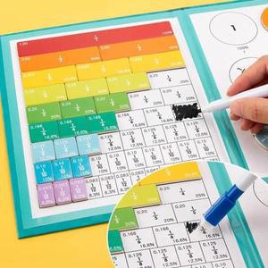 몬테소리 자기 분수 학습 수학 장난감, 산수 교육 보조,  나무 책