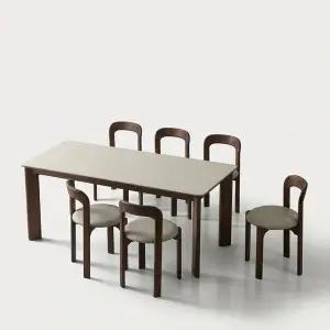 [스코나] 파인즈 포세린 세라믹 원목 6인 식탁세트(의자6개)