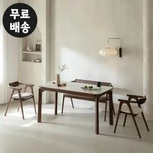 [벤티스가구]커셀 고무나무 세라믹 식탁 세트 4인용 대리석 st 식탁 고급 수입 가구 벤치의자 1600