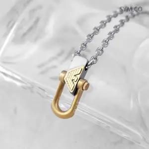 [엠포리오아르마니]알마니 EGS3243 독수리 엠블럼 투톤 팬던트 체인 남자 스틸 목걸이 d