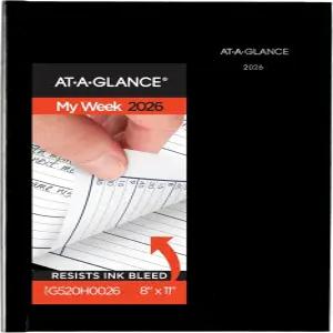 AT-A-GLANCE 2026 예약 북 플래너 주간 8인치 x 11인치 대형 분기별 하드커버 데이마인드 블랙(G520H0026)