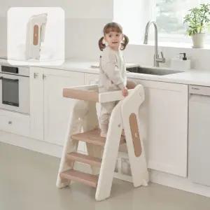 도움말  하이 스텝 유아 아기 안전가드 높이조절 키친헬퍼 접이식 러닝타워 디딤대