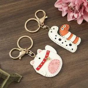 키링 열쇠고리 애니멀 티니 고양이와 자동차 가