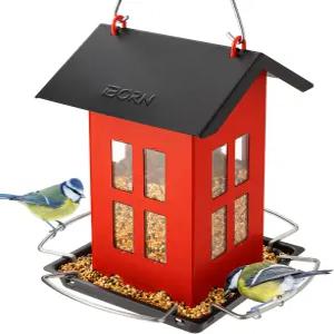 본 버드 피더 하우스 야외 걸이용 금속 양면 걸이 및 내후성 청소 리필이 용이함 1.5파운드 용량 빨간색