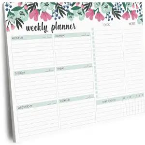 주간 플래너 패드 52장의 편지 크기 찢김 시트 8.5인치 x 11인치 날짜가 없는 달력 데스크 메모장 한 주