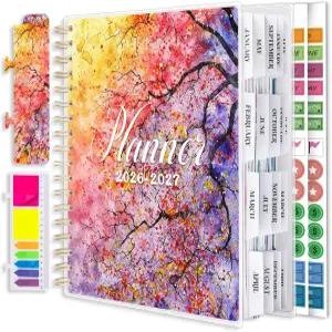 플래너 2026-2027 18개월 대규모 학술 주간 월간 연례 의제 1월 2026-6월. 2027 7.9 x 9.8 페이지 탭