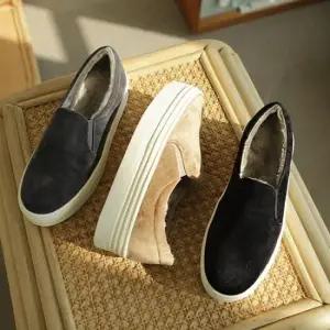 여성로퍼 겨울 여성 기모 슬립온 털슈즈 데일리 통굽 퍼로퍼