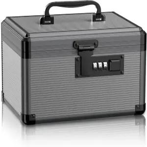 코드가 있는 락바코 의약품 자물쇠 상자 탈착식 트레이가 가정용 휴대용 구급 10 * 6.9 인치(블랙)