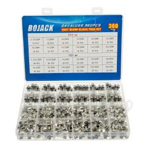 BOJACK 24 가치 360개 패스트 블로우 유리 퓨즈 모음 키트 5x20mm 250V 0.25 1 2 3 4 5 8 10 12 15 20A