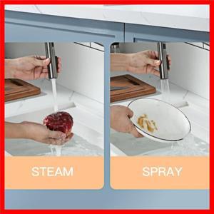 AITANA 럭셔리 건 그레이 황동 주방 수도꼭지, 심플한 디자인, 싱글 핸들, 2 기능 온수 및 냉수 풀아웃 싱