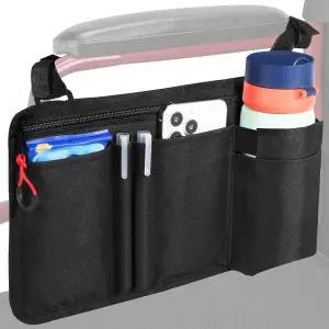 컵 홀더가 있는 세지우가 휠체어 사이드백 프리미엄 팔걸이 파우치 액세서리 워커 롤레이터 전동 휠체어용