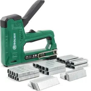 롤리시 5-in-1 헤비 듀티 알루미늄 스테이플 건 키트 3000 스테이플과 2000 브래드 네일이 포함된 수동