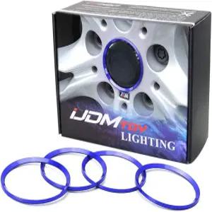 iJDMTOY 4pc 양극 산화 처리된 블루 알루미늄 림 센터 캡 주변 링 장식 트림 모든 BMW 68mm 캡과 호환 가능