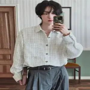 윈터솔져 남사친 오피스룩 가을 캐주얼 셔츠 긴팔 올드트렌치코트 솔리드 데일리룩 KUK3