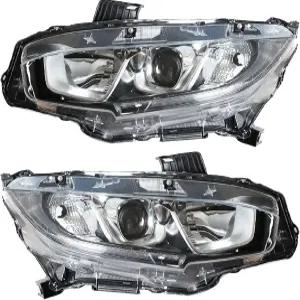 GXYWADY 헤드라이트 2016-2020 시빅 프로젝터 왼쪽 및 오른쪽 측면 교체용 프론트