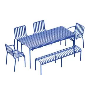 야외 의자 4인용 벤치 철제 테라스 테이블 세트 카페