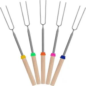 UNCO - 확장 가능한 스테인리스 스틸 로스팅 스틱 5팩 32인치 S smore 핫도그 캠프파이어 및 불 구덩이용