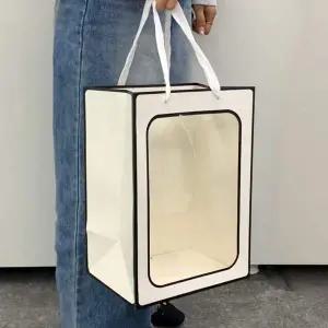 [골드스마일]종이쇼핑백 화이트톤 투명 세로 직사각쇼핑백 종이