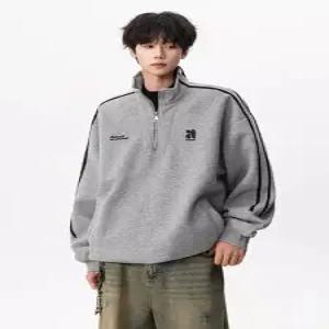 쉬헐크 남친 남자 가을 캐주얼 긴팔티 맨투맨 스트라이프 톱 차이나 반집업 KKE3