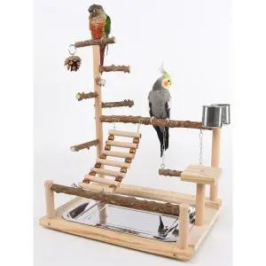 앵무새 횃대 고정형 새장용 발톱갈이 애완조 놀이터 나무