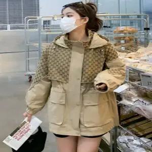 헐크 여친 여성용 캐주얼 집업야구항공 체크 트렌치코트 봄가을 잠바 쇼트 스냅백 KKE3