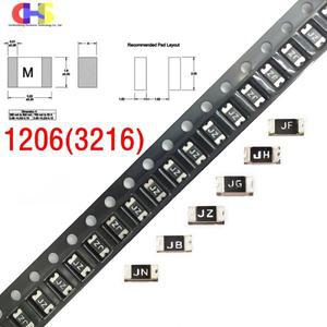 50피스 1206 SMD 자체 복구 퓨즈 3216 0.05A 0.1A 1A 1.25A 2A 3A 5A PPTC 과전류 보호 조각