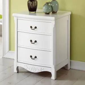 나르본 화이트 원목 엔틱 600 3단 서랍수납장/클래식