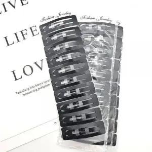 [에이치플러스몰]ksr 대형 검정 사각 헤어 똑딱핀 10개입