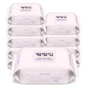 [온누리상품] 한예지 키스해링 퍼플 물티슈 캡형 100매 (10팩)