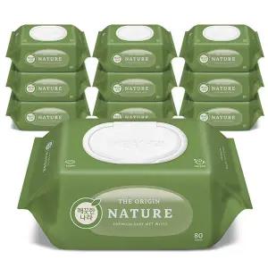 [온누리상품] 깨끗한나라 디 오리진 네이처 물티슈 캡 80매 x 10입