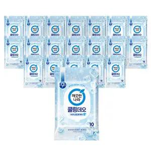 [온누리상품] 깨끗한나라 페퍼민트 쿨링 데오티슈 10매 x 20팩