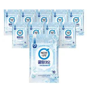[온누리상품] 깨끗한나라 페퍼민트 쿨링 데오티슈 10매 x 10팩