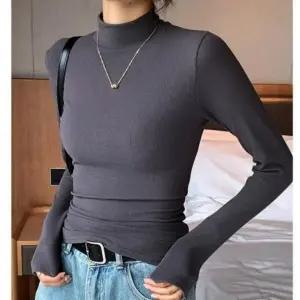 가을 티셔츠 폴라티 긴팔 봄 부드러운 반목 골지 여성